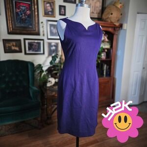 Vintage Y2K Elie Tahari Purple Sheath Dress Boat Neck Casual Cocktail Nordstrom